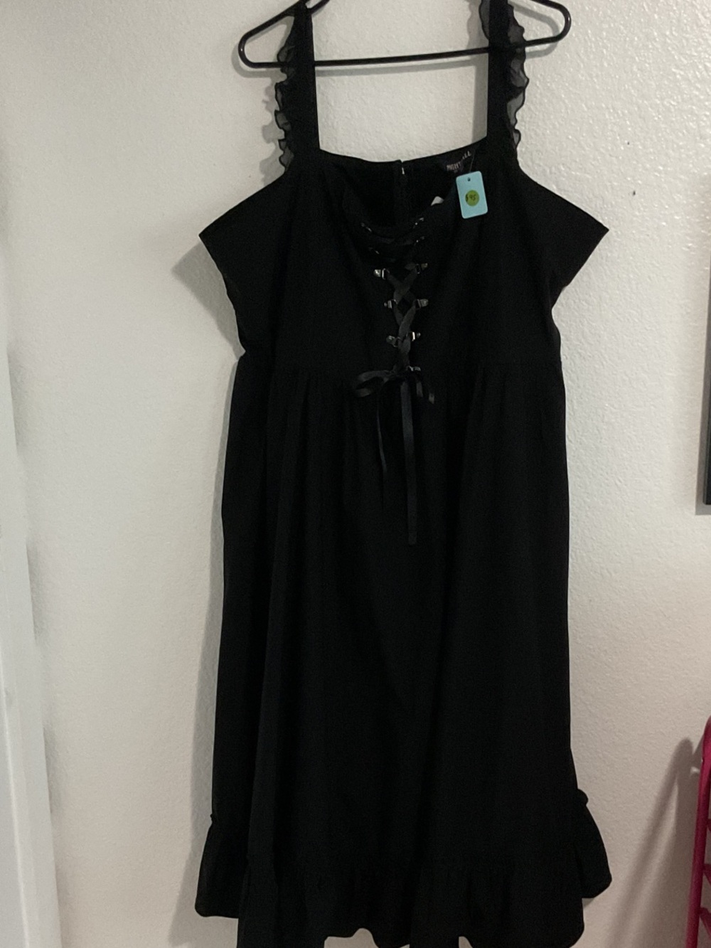 torrid Black Lace-Up Ruffle Midi Dress